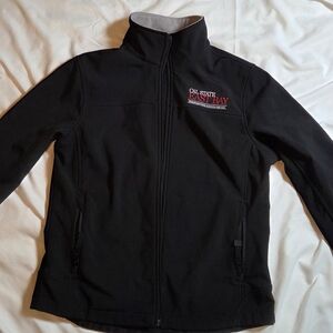 Port Authority Black Softshell Raincoat with Red Logo
